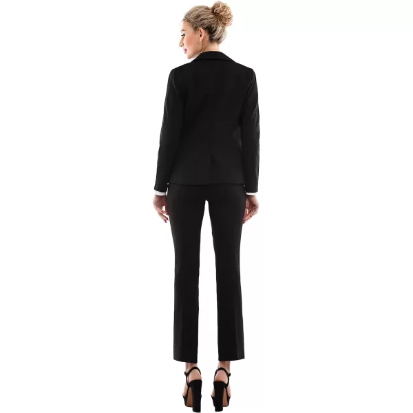 Marycrafts Womens 2 Buttons Business Blazer Pant Suit Set for WorkBlack