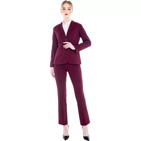 Marycrafts Womens 2 Buttons Business Blazer Pant Suit Set for WorkBurgundy