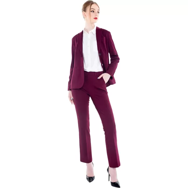 Marycrafts Womens 2 Buttons Business Blazer Pant Suit Set for WorkBurgundy