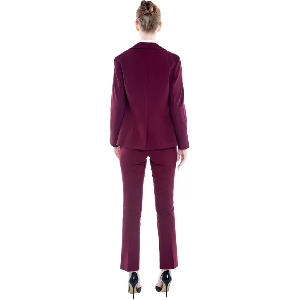 Marycrafts Womens 2 Buttons Business Blazer Pant Suit Set for WorkBurgundy