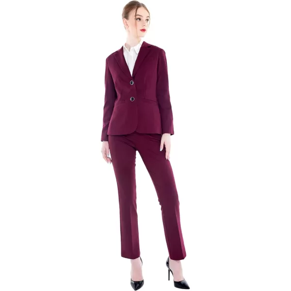 Marycrafts Womens 2 Buttons Business Blazer Pant Suit Set for WorkBurgundy