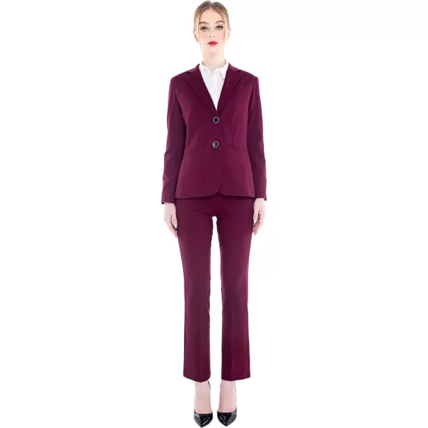 Marycrafts Womens 2 Buttons Business Blazer Pant Suit Set for WorkBurgundy