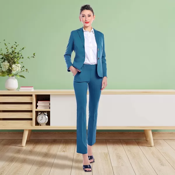 Marycrafts Womens 2 Buttons Business Blazer Pant Suit Set for WorkMoroccan Blue