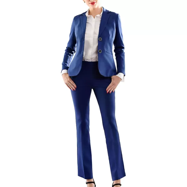 Marycrafts Womens 2 Buttons Business Blazer Pant Suit Set for WorkNavy