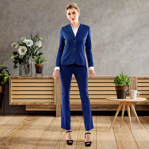 Marycrafts Womens 2 Buttons Business Blazer Pant Suit Set for WorkNavy