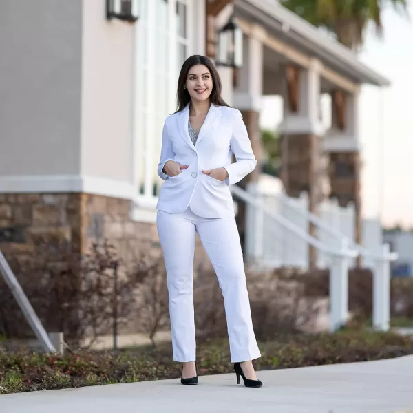 Marycrafts Womens 2 Buttons Business Blazer Pant Suit Set for WorkWhite