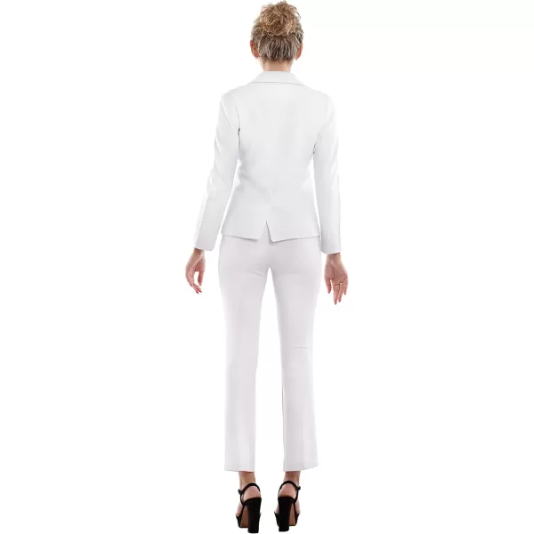 Marycrafts Womens 2 Buttons Business Blazer Pant Suit Set for WorkWhite