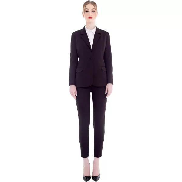 Marycrafts Womens Business Blazer Pant Suit Set for WorkBlack Brown