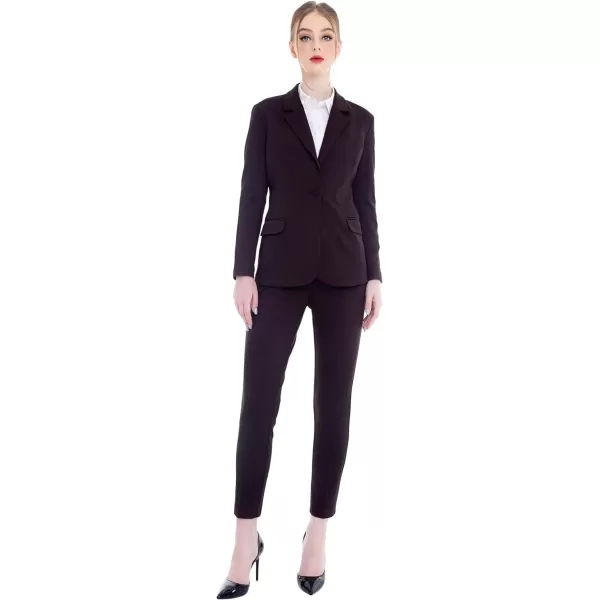 Marycrafts Womens Business Blazer Pant Suit Set for WorkBlack Brown