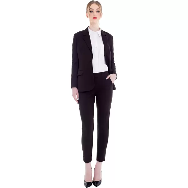 Marycrafts Womens Business Blazer Pant Suit Set for WorkBlack Brown