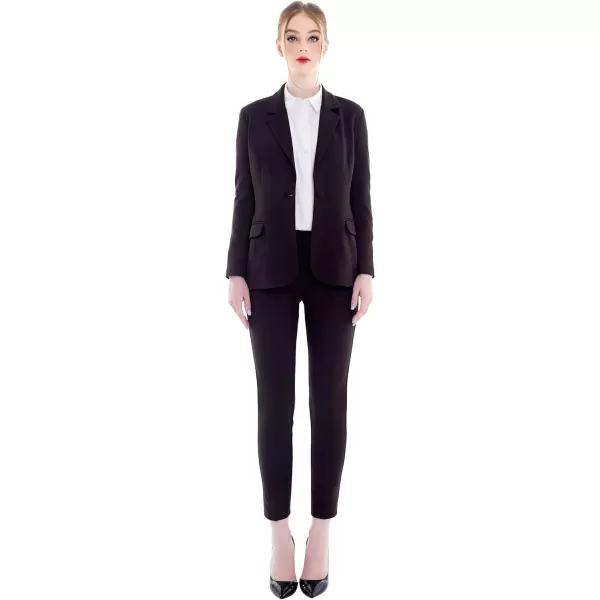 Marycrafts Womens Business Blazer Pant Suit Set for WorkBlack Brown