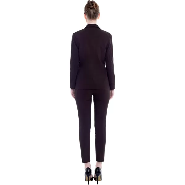 Marycrafts Womens Business Blazer Pant Suit Set for WorkBlack Brown