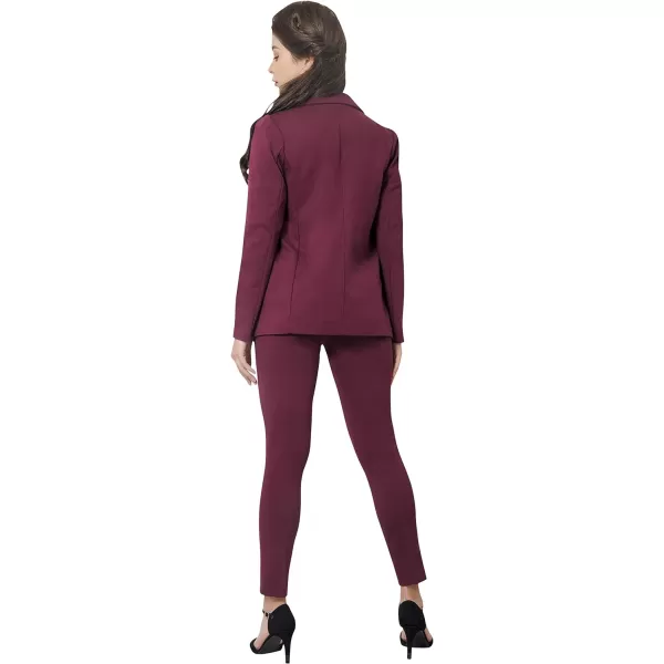 Marycrafts Womens Business Blazer Pant Suit Set for WorkBurgundy