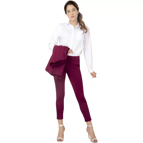 Marycrafts Womens Business Blazer Pant Suit Set for WorkBurgundy