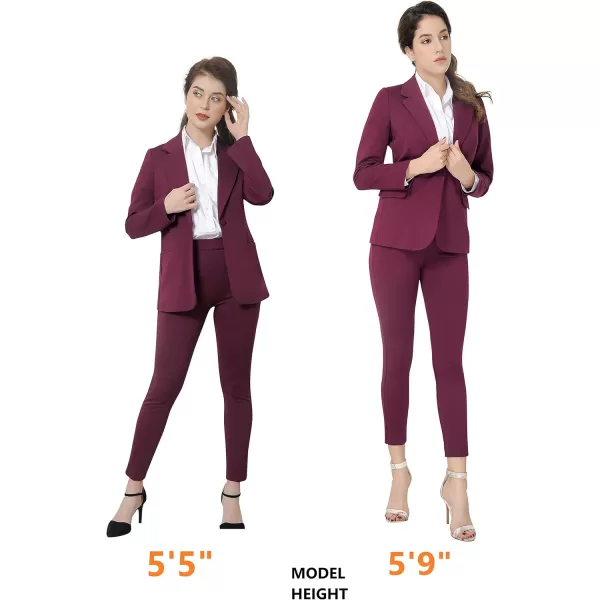 Marycrafts Womens Business Blazer Pant Suit Set for WorkBurgundy