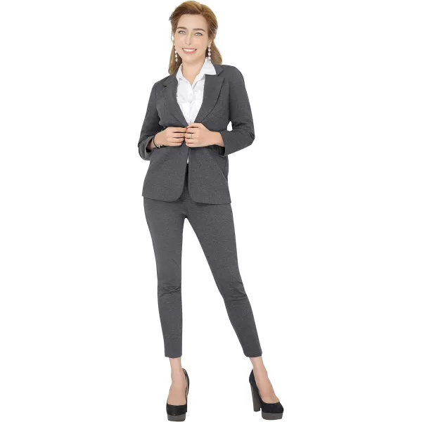 Marycrafts Womens Business Blazer Pant Suit Set for WorkCharcoal