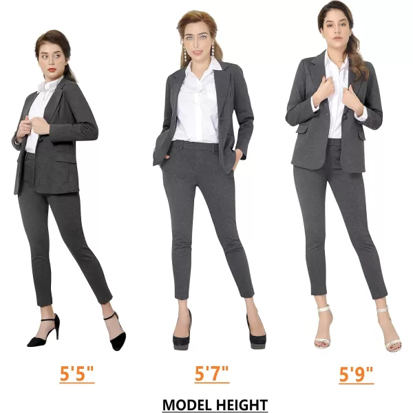 Marycrafts Womens Business Blazer Pant Suit Set for WorkCharcoal