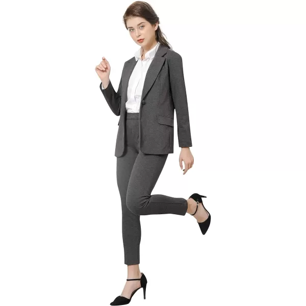 Marycrafts Womens Business Blazer Pant Suit Set for WorkCharcoal