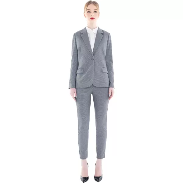 Marycrafts Womens Business Blazer Pant Suit Set for WorkHoundstooth