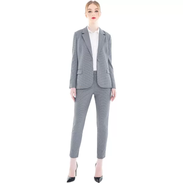 Marycrafts Womens Business Blazer Pant Suit Set for WorkHoundstooth