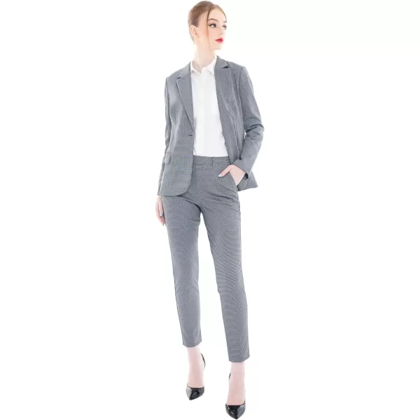 Marycrafts Womens Business Blazer Pant Suit Set for WorkHoundstooth