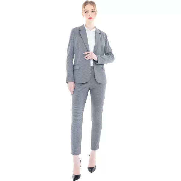 Marycrafts Womens Business Blazer Pant Suit Set for WorkHoundstooth