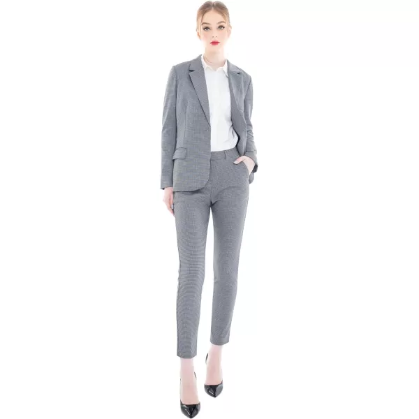 Marycrafts Womens Business Blazer Pant Suit Set for WorkHoundstooth