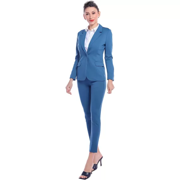 Marycrafts Womens Business Blazer Pant Suit Set for WorkMoroccan Blue