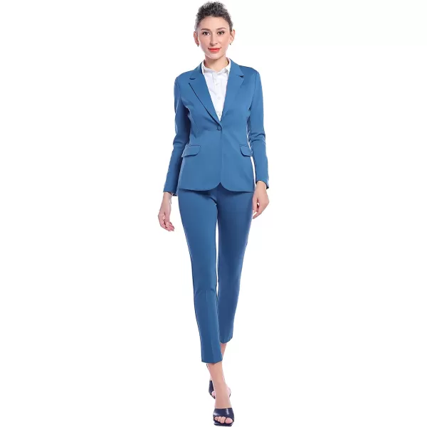 Marycrafts Womens Business Blazer Pant Suit Set for WorkMoroccan Blue