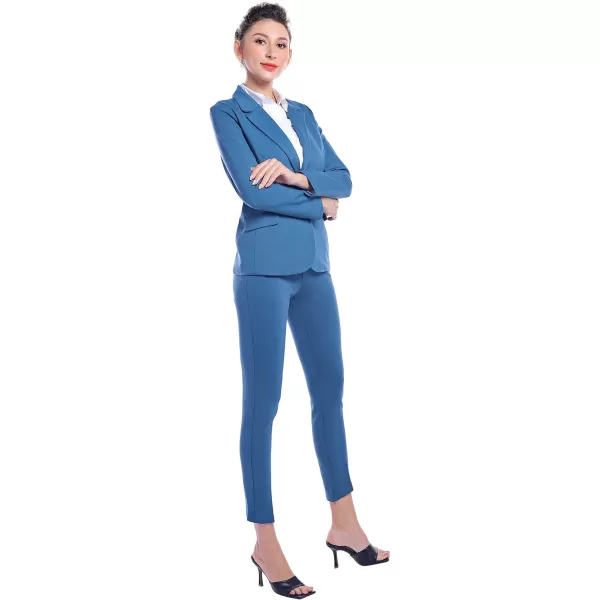 Marycrafts Womens Business Blazer Pant Suit Set for WorkMoroccan Blue