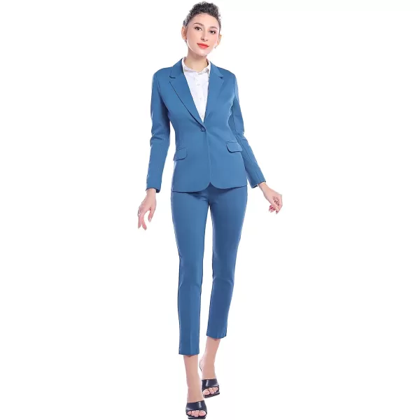 Marycrafts Womens Business Blazer Pant Suit Set for WorkMoroccan Blue