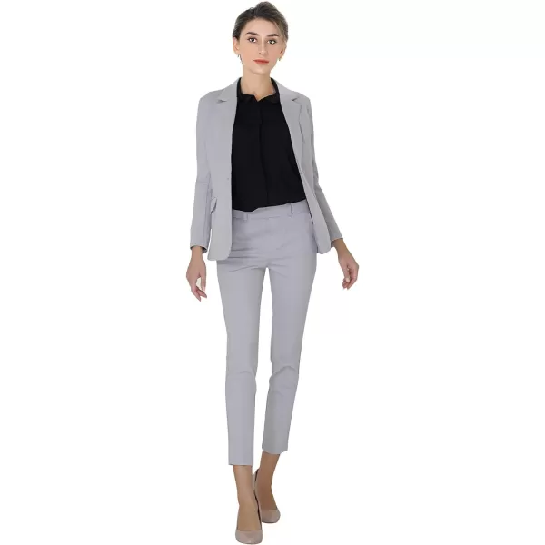 Marycrafts Womens Business Blazer Pant Suit Set for WorkSilver