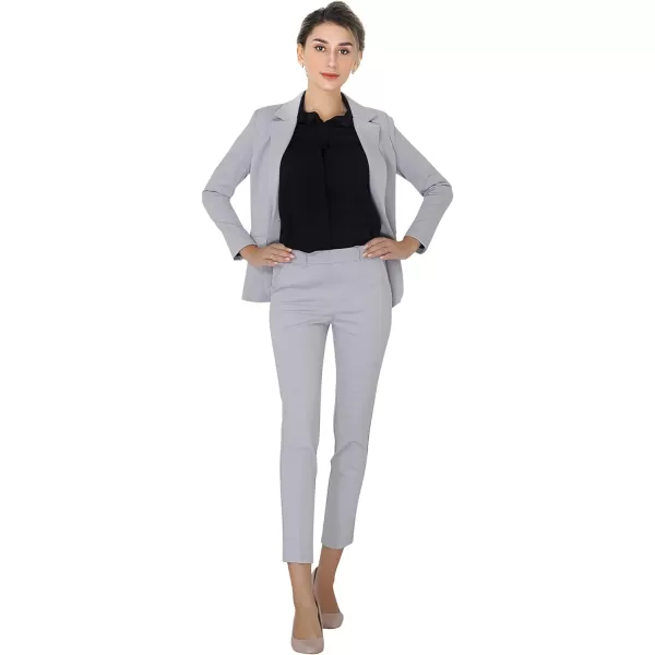 Marycrafts Womens Business Blazer Pant Suit Set for WorkSilver