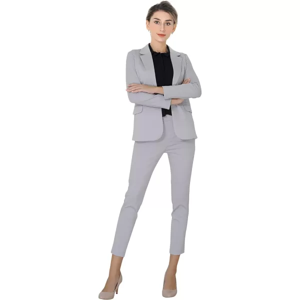 Marycrafts Womens Business Blazer Pant Suit Set for WorkSilver