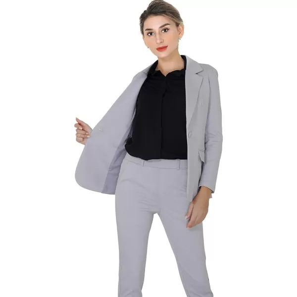 Marycrafts Womens Business Blazer Pant Suit Set for WorkSilver