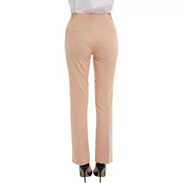 Marycrafts Womens Pull On Stretch Yoga Straight Dress Work Pants 29 3133Beige  Inseam 29