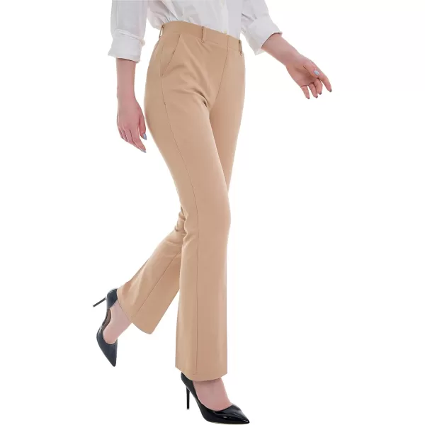 Marycrafts Womens Pull On Stretch Yoga Straight Dress Work Pants 29 3133Beige  Inseam 29