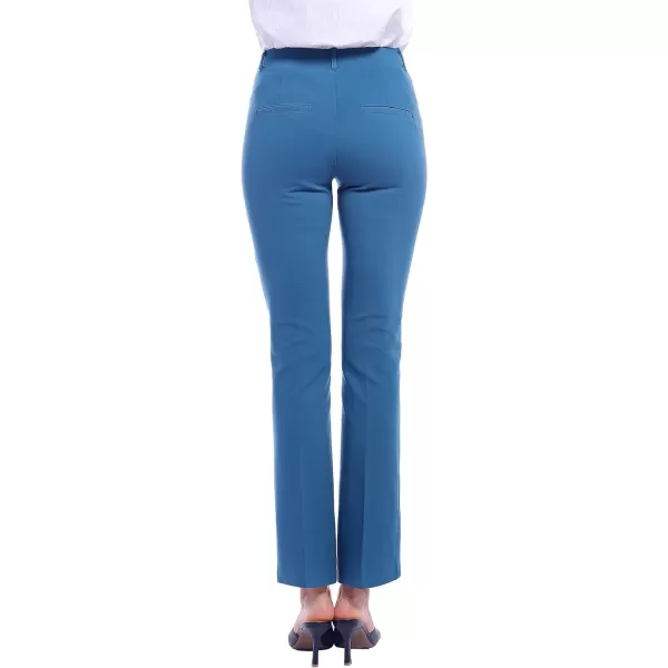 Marycrafts Womens Pull On Stretch Yoga Straight Dress Work Pants 29 3133Moroccan Blue  Inseam 29