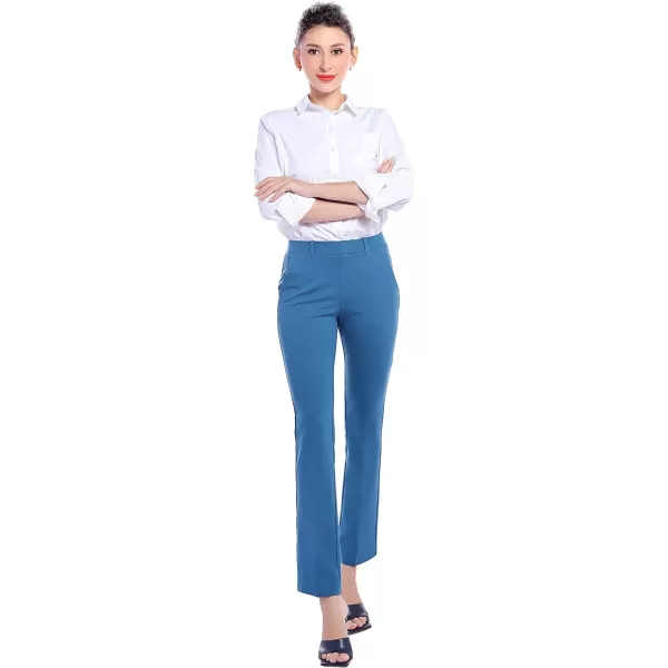 Marycrafts Womens Pull On Stretch Yoga Straight Dress Work Pants 29 3133Moroccan Blue  Inseam 29