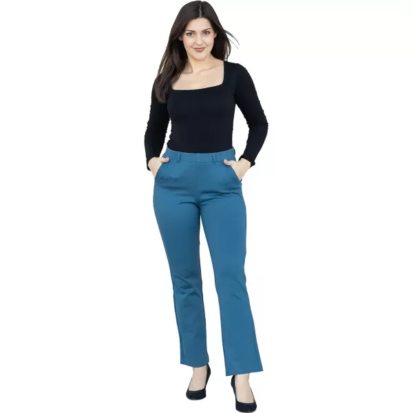 Marycrafts Womens Pull On Stretch Yoga Straight Dress Work Pants 29 3133Moroccan Blue  Inseam 29