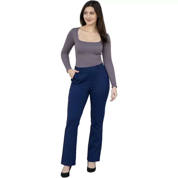 Marycrafts Womens Pull On Stretch Yoga Straight Dress Work Pants 29 3133Navy  Inseam 29