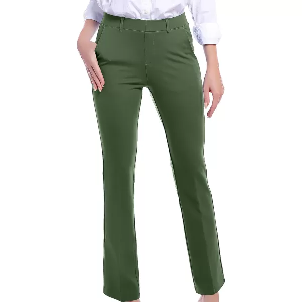 Marycrafts Womens Pull On Stretch Yoga Straight Dress Work Pants 29 3133Olive  Inseam 29