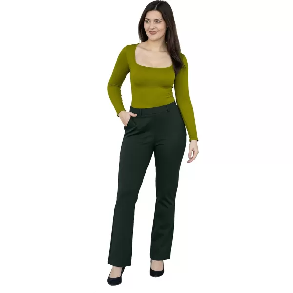 Marycrafts Womens Pull On Stretch Yoga Straight Dress Work Pants 29 3133Olive  Inseam 29