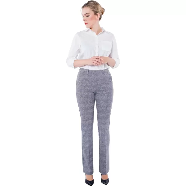 Marycrafts Womens Pull On Stretch Yoga Straight Dress Work Pants 29 3133Plaid Houndstooth  Inseam 31