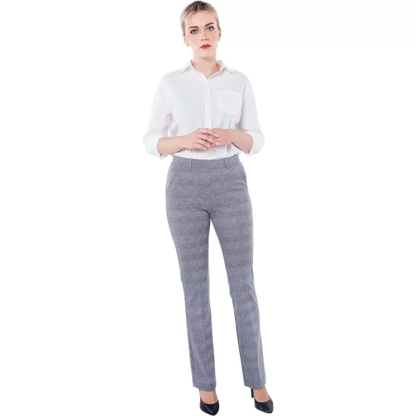 Marycrafts Womens Pull On Stretch Yoga Straight Dress Work Pants 29 3133Plaid Houndstooth  Inseam 31