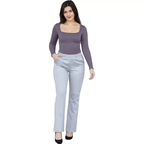 Marycrafts Womens Pull On Stretch Yoga Straight Dress Work Pants 29 3133Silver  Inseam 29