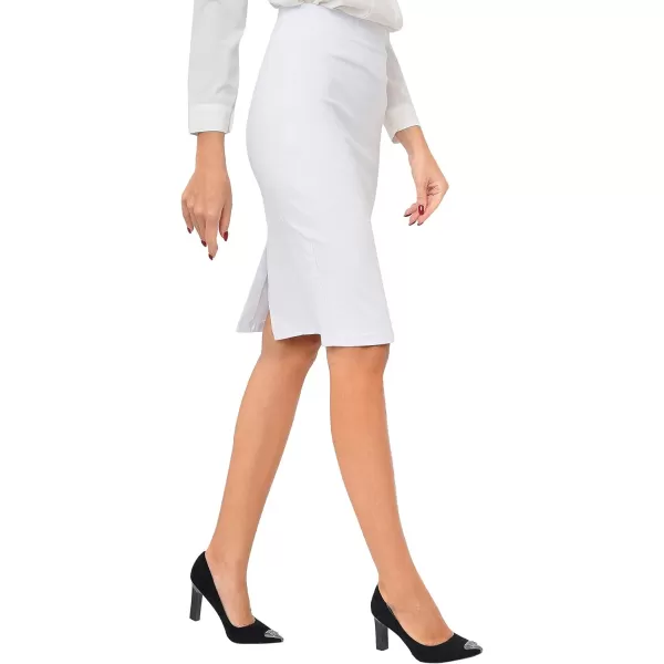 Marycrafts Womens Work Office Business Pencil SkirtWhite Elastic Waistband