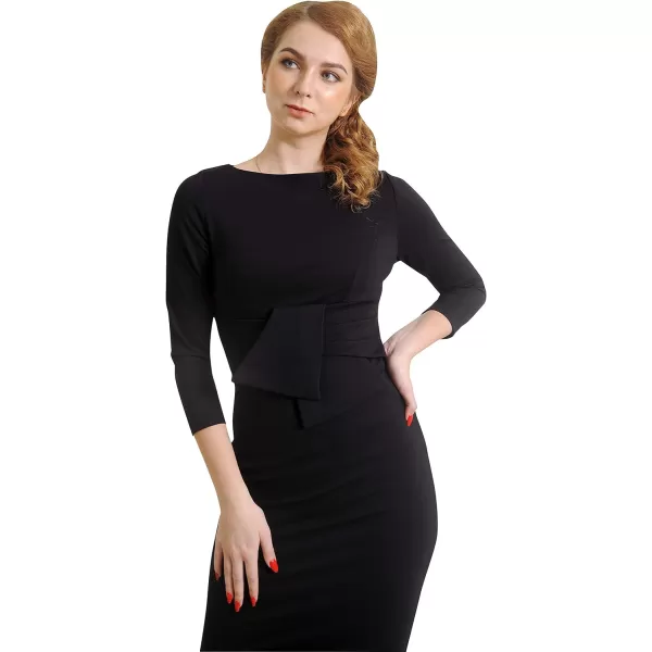 Marycrafts Womens Work Office Business Square Neck Sheath Midi DressBlack 425