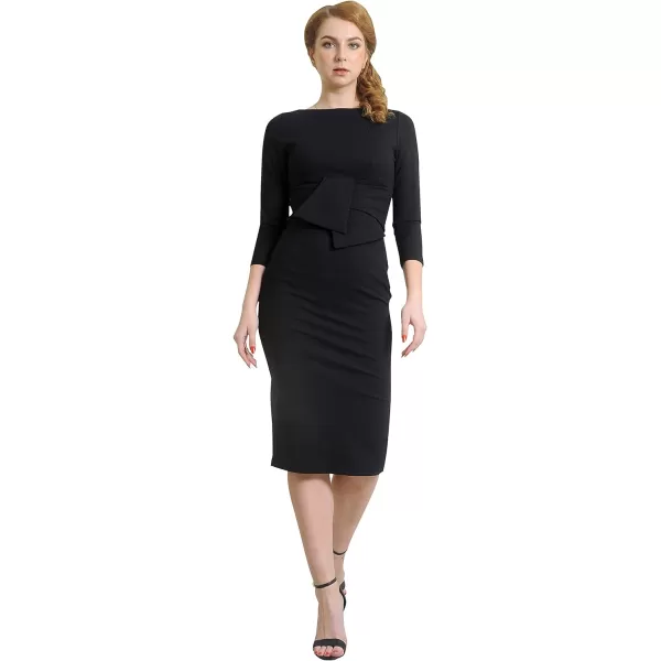 Marycrafts Womens Work Office Business Square Neck Sheath Midi DressBlack 425