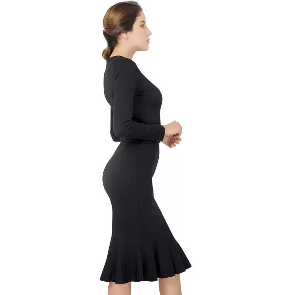 Marycrafts Womens Work Office Business Square Neck Sheath Midi DressBlack 455